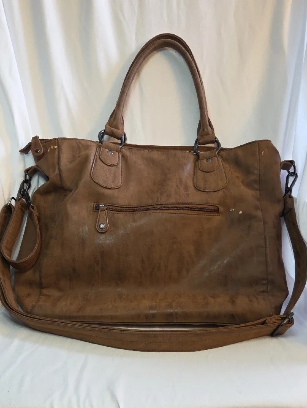 Brown Leather Woven Detail Baby Bag Tote -  Spacious Designer-Inspired Carryall